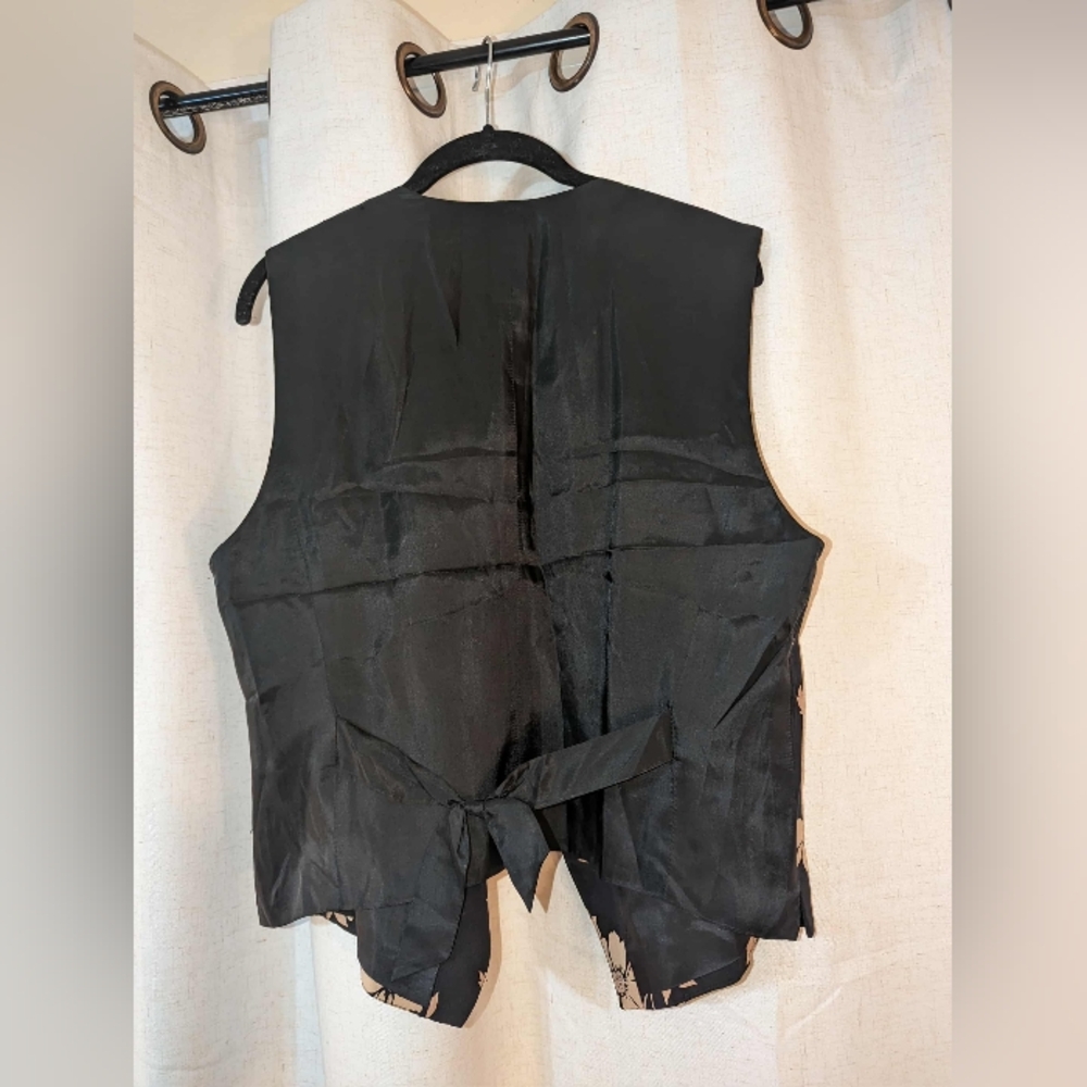 100% Silk Floral Liz Claiborne Academia 2000s Vest - Picture 3 of 4